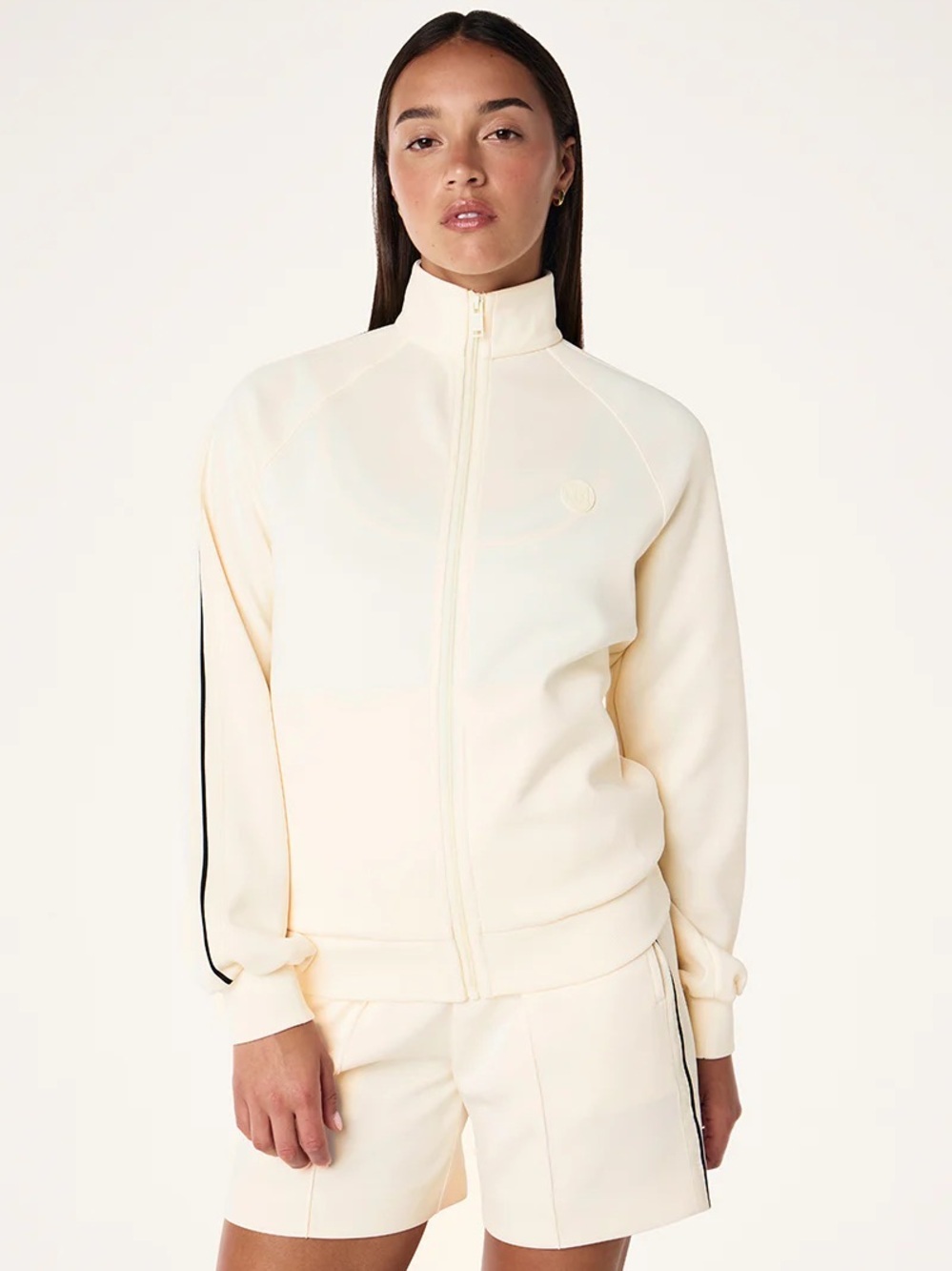 P.E Nation Cream Full-Zip Jacket with Black Trim